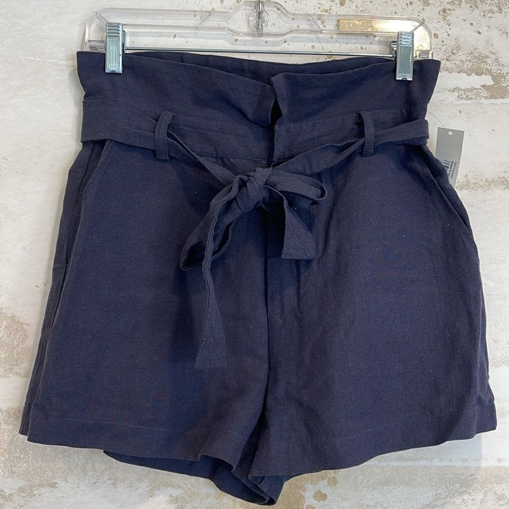 “AQUA” Fold Over Paper Bag Belted Shorts - NWT